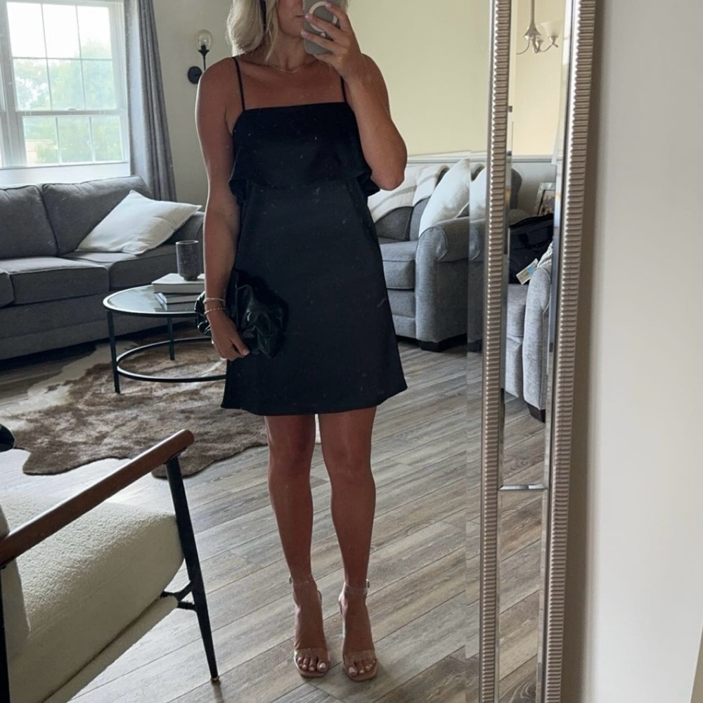 FOREVER21 LITTLE BLACK SLIP CAMI SATIN DRESS